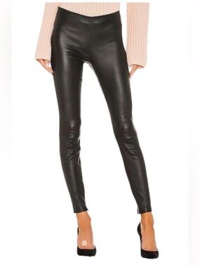 VINCE Lamb Leather Black Leggings L